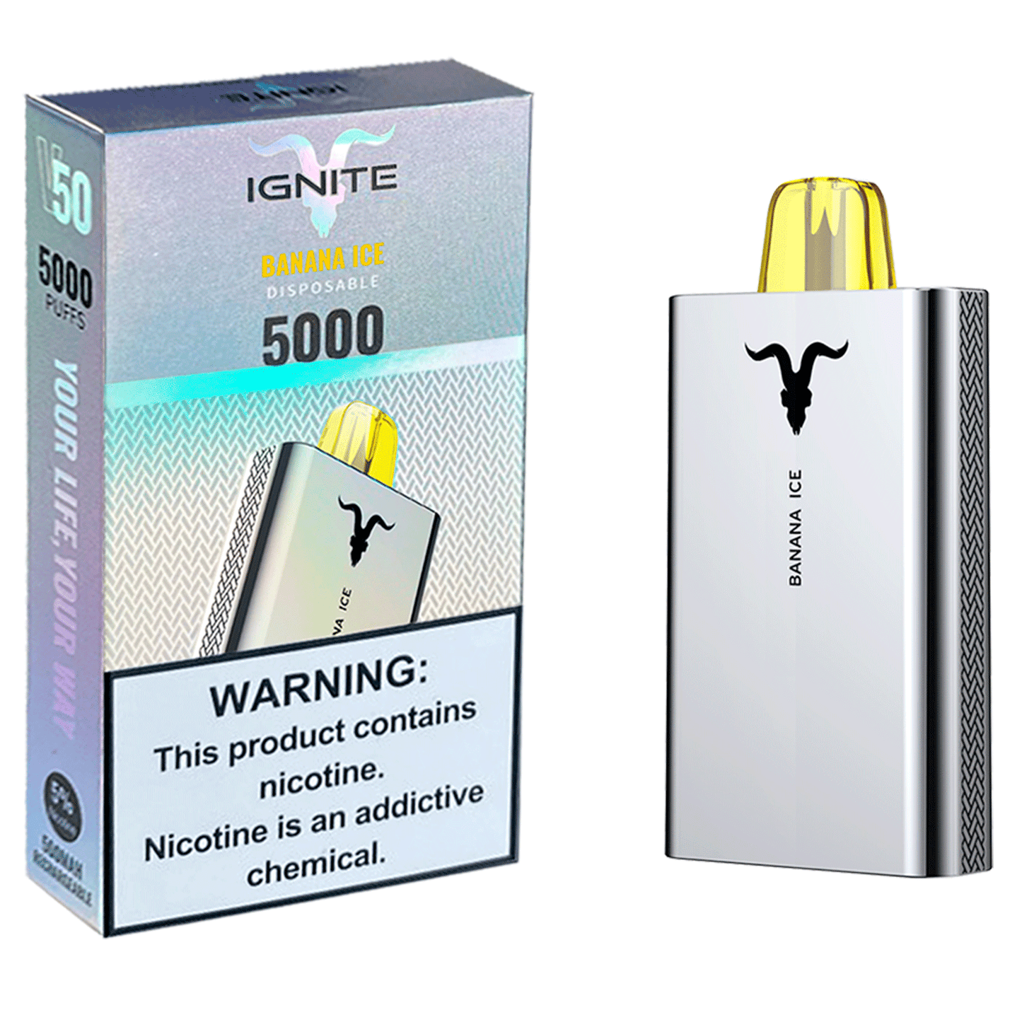 Pod Desechable Ignite V50 5000 Puffs - Banana Ice