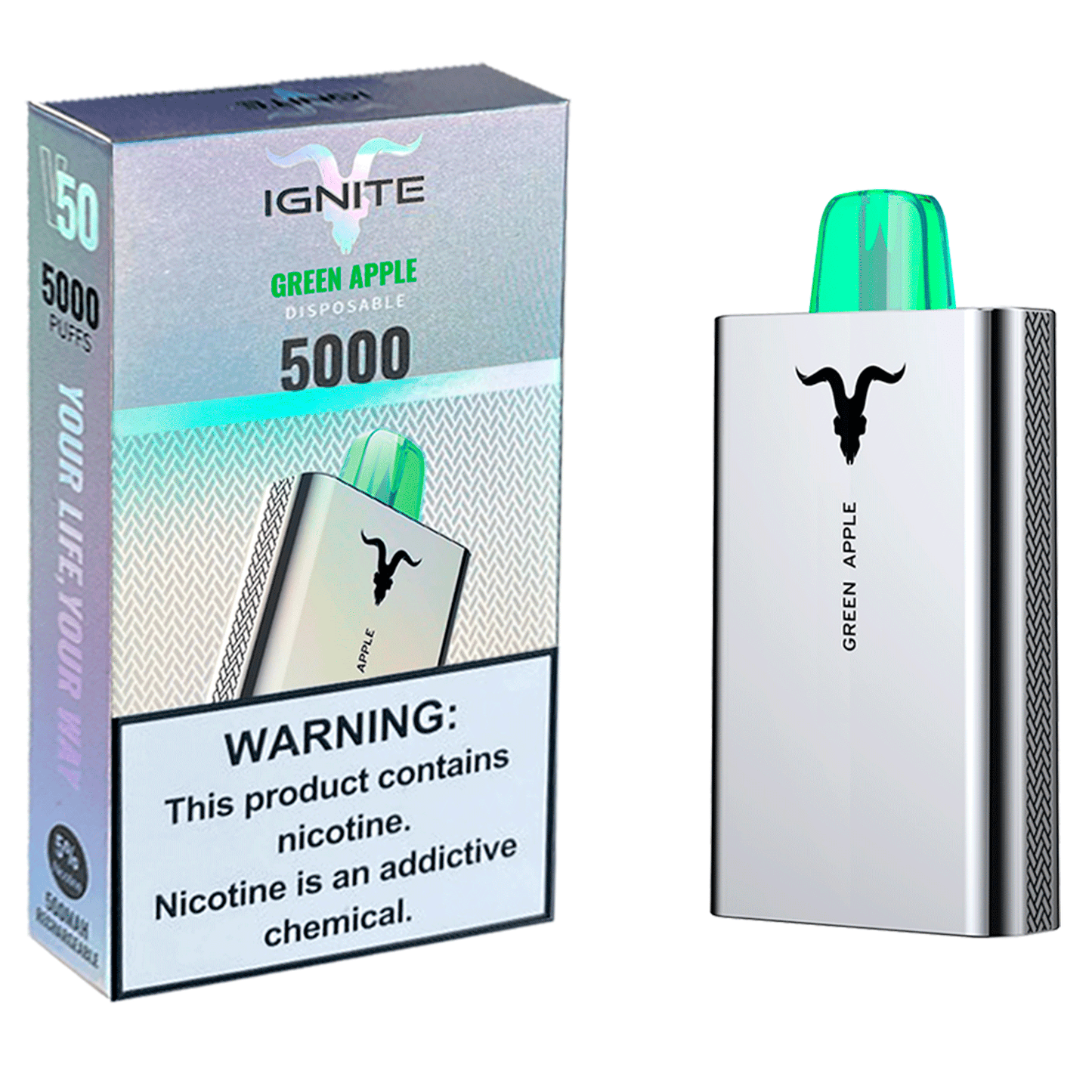 Pod Desechable Ignite V50 5000 Puffs - Green Apple
