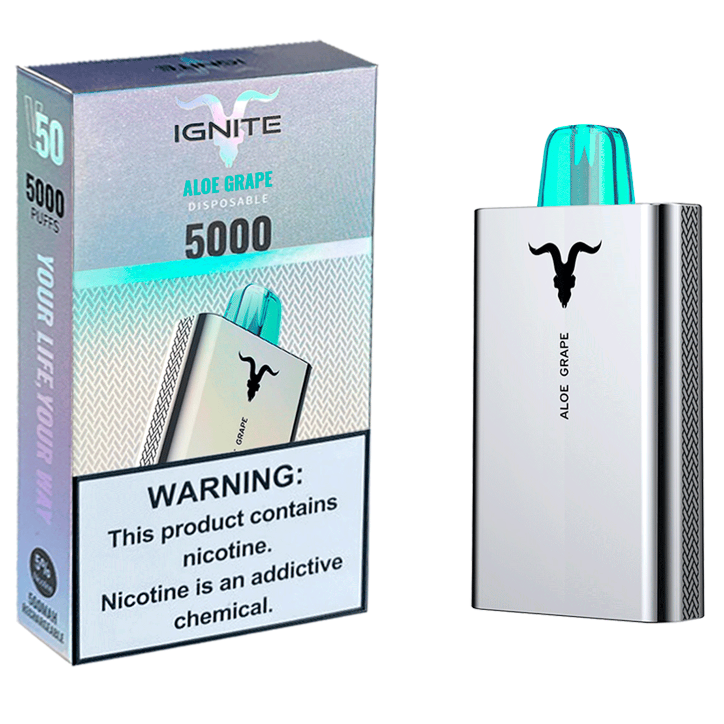 Pod Desechable Ignite V50 5000 Puffs - Aloe Grape